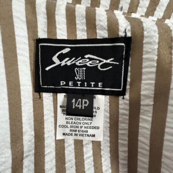 Sweet Suit Petite Womens Striped Button-Front Collared Top Size 14P Brown New - Picture 3 of 8